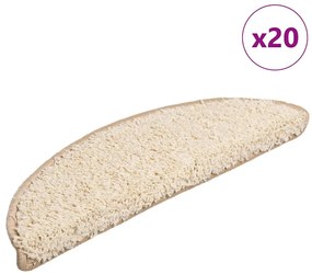 20 db krémszínű, félkör alakú lépcsőszőnyeg 56 x 17 x 3 cm