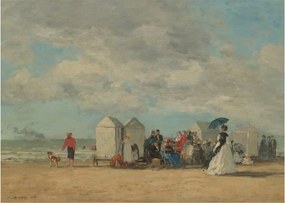 Üveg kép - Eugène Boudin, Beach Scene, reprodukciók (70x50 cm)