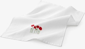 Goldea hímzett waffle konyharuha - pipacsok fehér alapon 50 x 70 cm