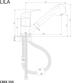 Mereo Mereo, Mosogató csaptelep, Lila, kihúzható zuhanyzóval, króm, MER-CBEE350