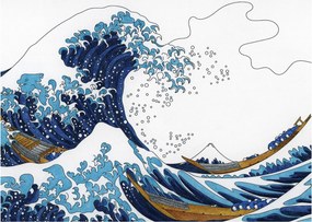 Kép - japán rajz, hullámok (70x50 cm)