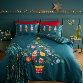 Sötétzöld egyszemélyes ágyneműhuzat 135x200 cm Nutcracker – Catherine Lansfield