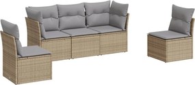 vidaXL 5 részes bézs polyrattan kerti ülőgarnitúra párnákkal