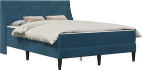 vidaXL Ágykeret matraccal Falra szerelhető 2 pcs Kék Bársony