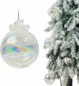 Opalizáló benzines hatású, gyémántos üveg karácsonyfadísz, 8 cm