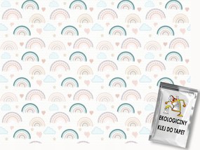 Fotótapéta Flizelina Szivárvány Mintás Pasztell Gyerekszoba Boho 150x105 ragasztó