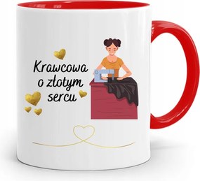 Piros Szabó Bögre Arany Szívvel, fényképes nyomattal