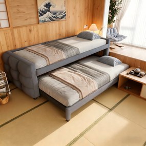 Kárpitozott ágy Gyerekágy kihúzható ágy 90x190cm/180X190 Szürke