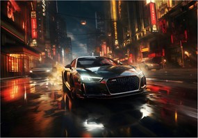Fotótapéta Audi R8 Éjszakai város Neon dinamika és sebesség 208x146 +ragasztó