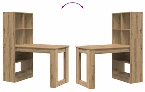 Asztal polcokkal kézműves tölgy 122 x 67 x 145 cm Faanyag