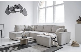 Fehér kordbársony kinyitható sarokkanapé (bal oldali-U alakú) Brave Dave – Miuform