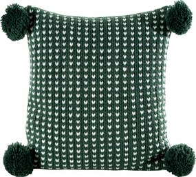 Karácsonyi párnahuzat pomponos díszpárna 45x45 cm zöld boglárka