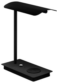 Eglo 99829 Arenaza asztali lámpa, íróasztali lámpa, állítható fedél, vezeték nélküli QI töltővel, fekete, 750 lm, 3000K melegfehér, beépített LED, 5,8W, IP20