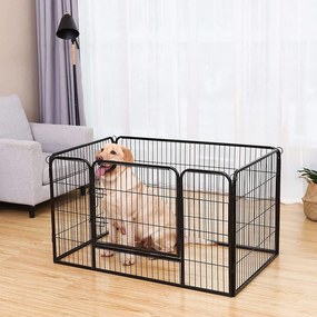 Kutya kennel, kutyaketrec 122x80x70 cm, kültéri kisállat kifutó, fekete