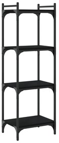 4 szintes fekete szerelt fa könyvespolc 40 x 30 x 120 cm