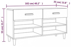 betonszürke szerelt fa cipőszekrény 102x35x55 cm