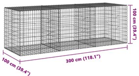 horganyzott vas gabion kosár fedéllel 300 x 100 x 100 cm