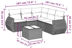 6 részes bézs polyrattan kerti ülőgarnitúra párnával