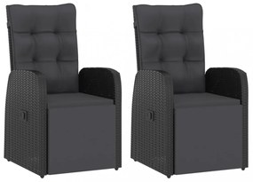 11 részes fekete polyrattan kültéri étkezőszett párnákkal