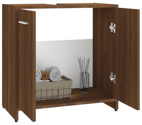 barna tölgy színű szerelt fa fürdőszobaszekrény 60x33x60 cm