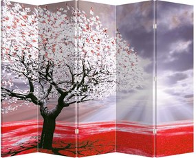 Paraván - Piros fa (210x170 cm)