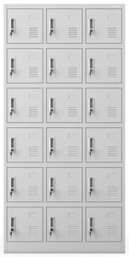 18 rekeszes öltözőszekrény talapzattal KAROL, 900 x 1850 x 400 mm, szürke