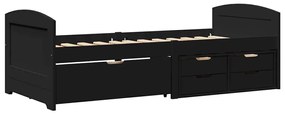 Napozóágy 5 fiókkal matrac nélkül IRUN Fekete 90x200 cm