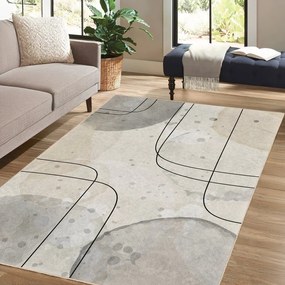 Szürke-krémszínű mosható futószőnyeg 80x200 cm Simple Lines – Mila Home