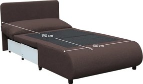 Kihúzható fotel tárhellyel, barna, FLIK