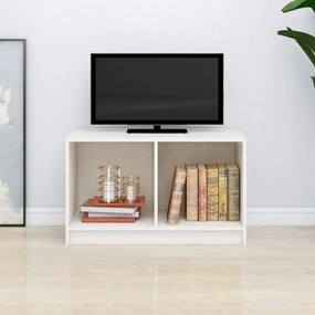 Fehér tömör fenyőfa tv-szekrény 70 x 33 x 42 cm