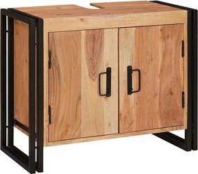 vidaXL Mosdókagyló szekrény ajtóval Barna 71 x 33 x 58 cm Tömör Akácfa