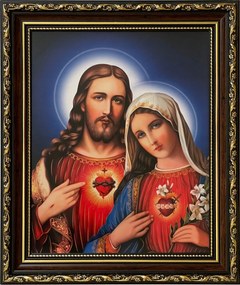 Vászonkép 31x26 Mária És Jézus Szíve Dekoratív Keret