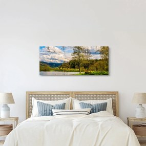 Egy csónak képe a tó mellett (120x50 cm)