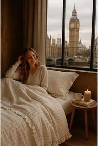 Bézs kétszemélyes-hosszabbított renforcé pamut ágyneműhuzat 240x220 cm Amalia Striped – Mila Home Luxury