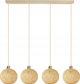 Függő lámpa Rattan Bézs Boho 4xE27 Állítható Magasság Nappali Asztal felett