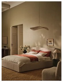 Krémszínű kárpitozott ágyneműtartós franciaágy ágyráccsal 180x200 cm Simon Olivia – Micadoni