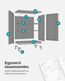 Irattartó szekrény, zárható multifunkciós tárolószekrény,matt szürke