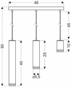Csillár zsinóron TUBO 3xGU10/25W/230V fa
