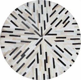 Luxus bőrszőnyeg, fekete/bézs/fehér, patchwork, 200x200, KOŽA TYP 8