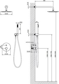 AREZZO design ASTRO falsík alatti zuhanycsaptelep szett, szálcsiszolt bronz