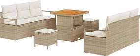 vidaXL Kerti Kanapé Szett tárolóval 9 pcs Bézs Poli rattan