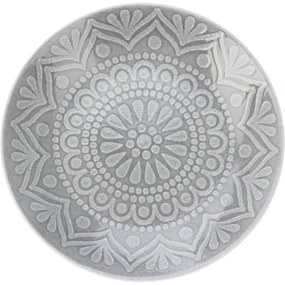 Ethnic kőagyag desszertes tányér, átmérő 20 cm, szürke