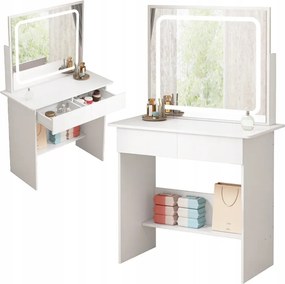 Kozmetikai Smink Fésülködőasztal Led Tükörrel Modern Glamour 90 CM