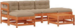 vidaXL Kerti lounge szett 5 pcs Viaszbarna Tömör fenyő