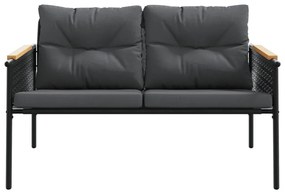 fekete acél kerti pad párnákkal 116 cm