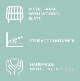 Szürke kárpitozott ágyneműtartós franciaágy ágyráccsal 140x200 cm Maumere – Maison de Rêve