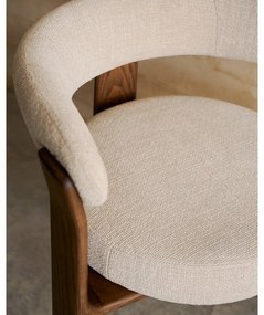 Barna-bézs kőrisfa karfás étkezőfotel Granite – Kave Home