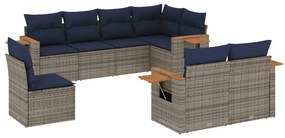 8 részes szürke polyrattan kerti ülőgarnitúra párnával