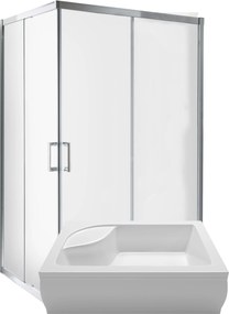 Sarok Tolóajtós Zuhanykabin 120X80 Zuhanytálca Mély Balos Szett