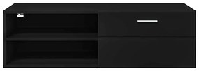 TV szekrény fiókkal polcokkal Fekete 100.5 x 39 x 30 cm Faanyag
